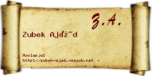 Zubek Ajád névjegykártya